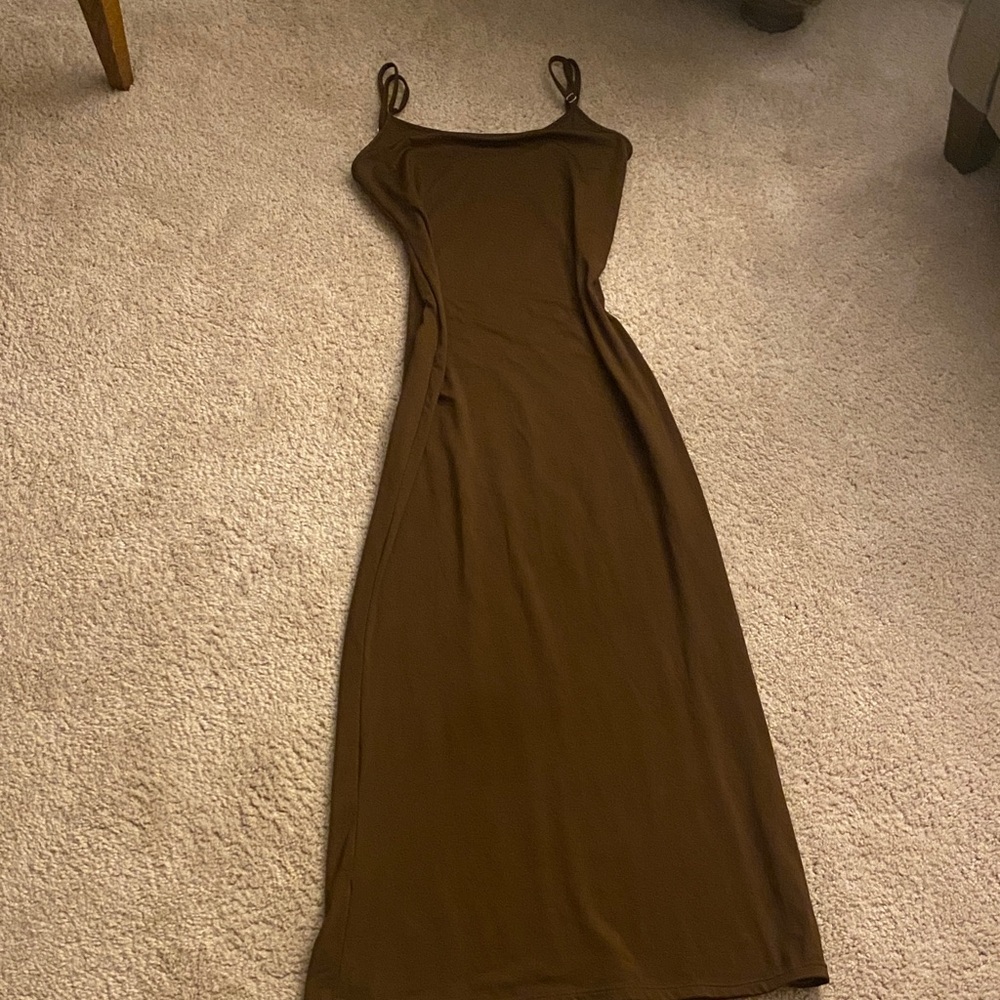 Elegant Brown Maxi Skims Dress